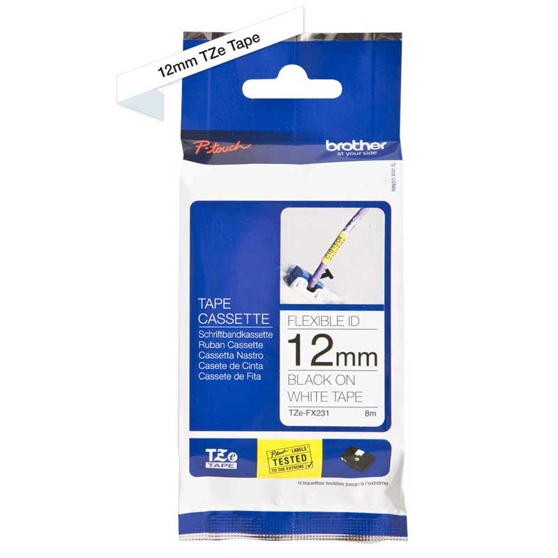 Brother TZEFX231 P-Touch TZE-FX231 12mm schwarz auf weiss