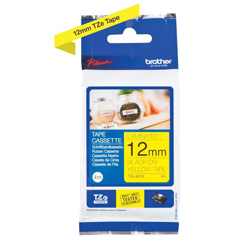 Brother TZe-631S P-Touch Schriftbandkassette gelb schwarz 12mm
