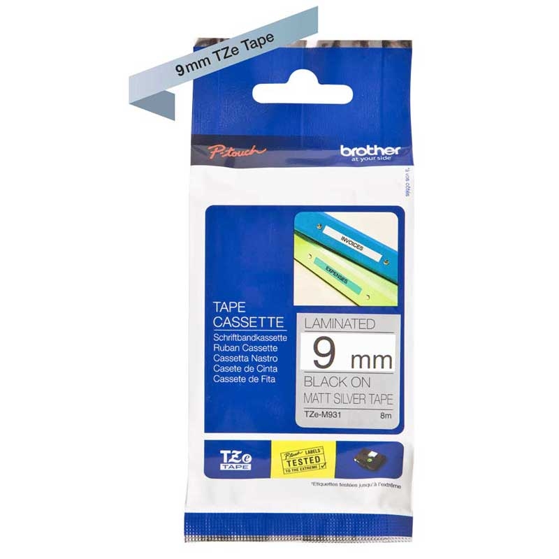 Brother TZE-M921 P-Touch schwarz auf silber-metallic matt 9mm 8m