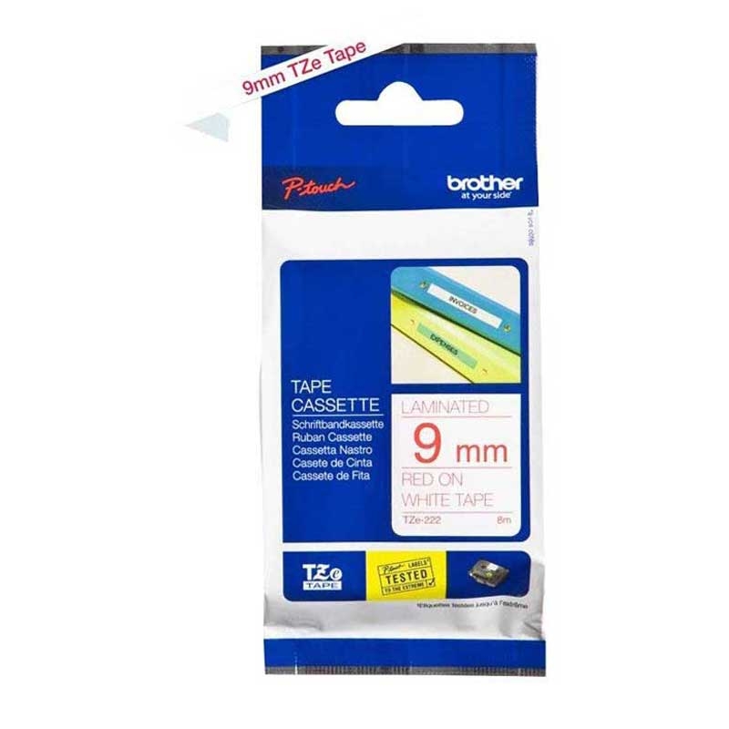 Brother TZE222 P-Touch rot auf weiss 9mm