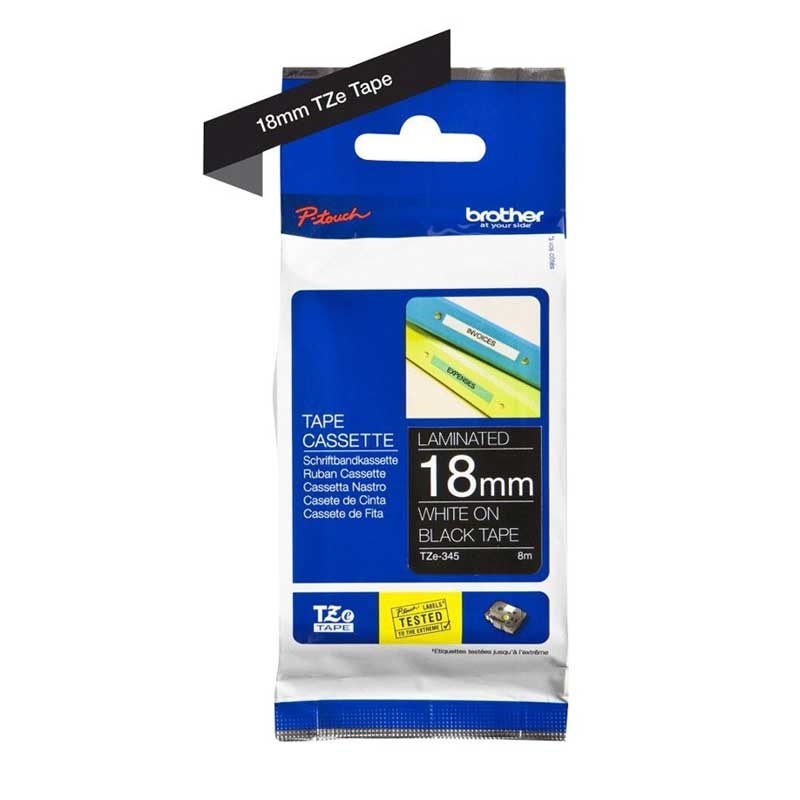 Brother TZE345 P-Touch weiss auf schwarz 18mm