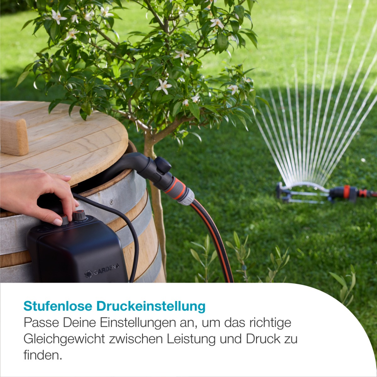 GARDENA 14604-20 Akku-Regenfasspumpe 2600 Comfort 18V P4A Ready-To-Use Set