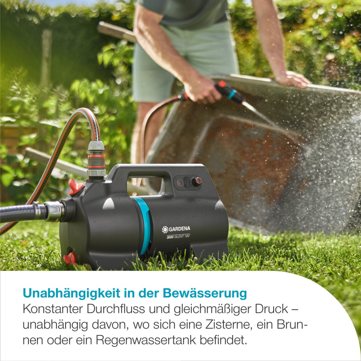 GARDENA 14610-55 Akku-Gartenpumpe 3000 Silent 18V P4A solo