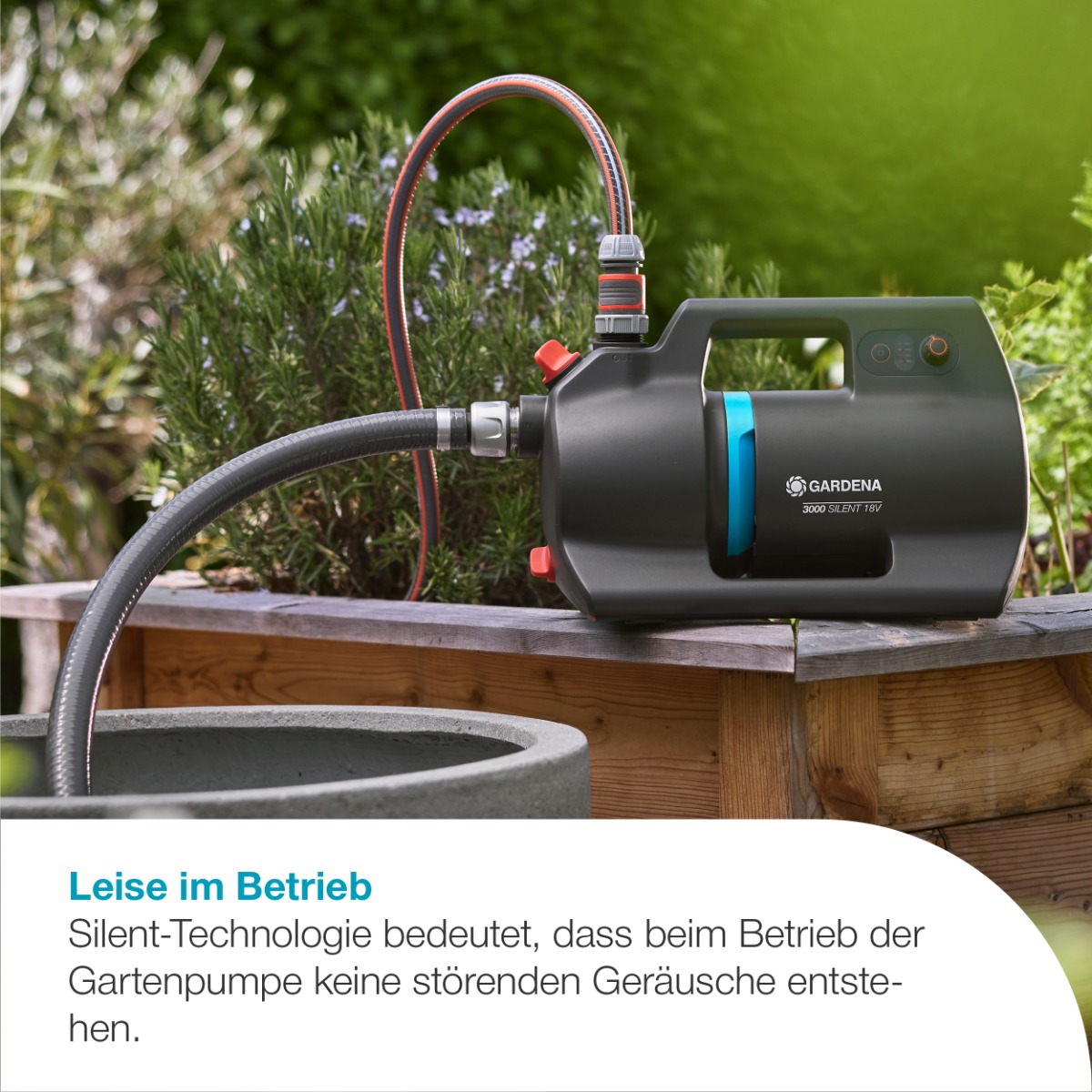 GARDENA 14610-55 Akku-Gartenpumpe 3000 Silent 18V P4A solo