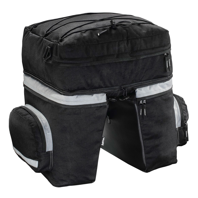 Hama Fahrrad-Gepäcktasche für Gepäckträger, 3-teilig, Schwarz