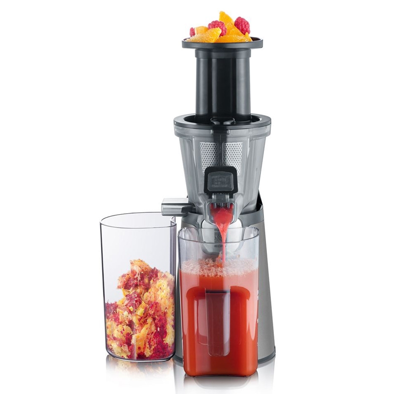 Severin ES 3571 Slow Juicer (150 W, Inkl. Frozen-Fruits-Aufsatz) metallic grau/s