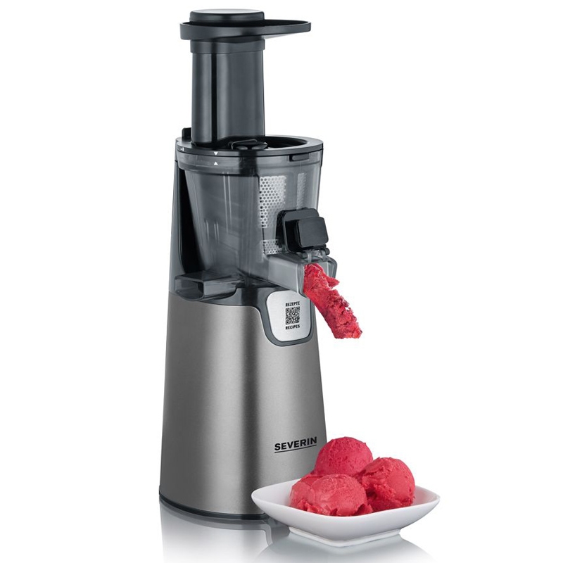 Severin ES 3571 Slow Juicer (150 W, Inkl. Frozen-Fruits-Aufsatz) metallic grau/s