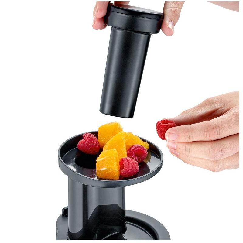 Severin ES 3571 Slow Juicer (150 W, Inkl. Frozen-Fruits-Aufsatz) metallic grau/s