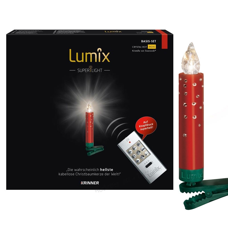 Krinner Lumix SuperLight Crystal 14er Basis-Set Kabellose Christbaumkerzen Rot