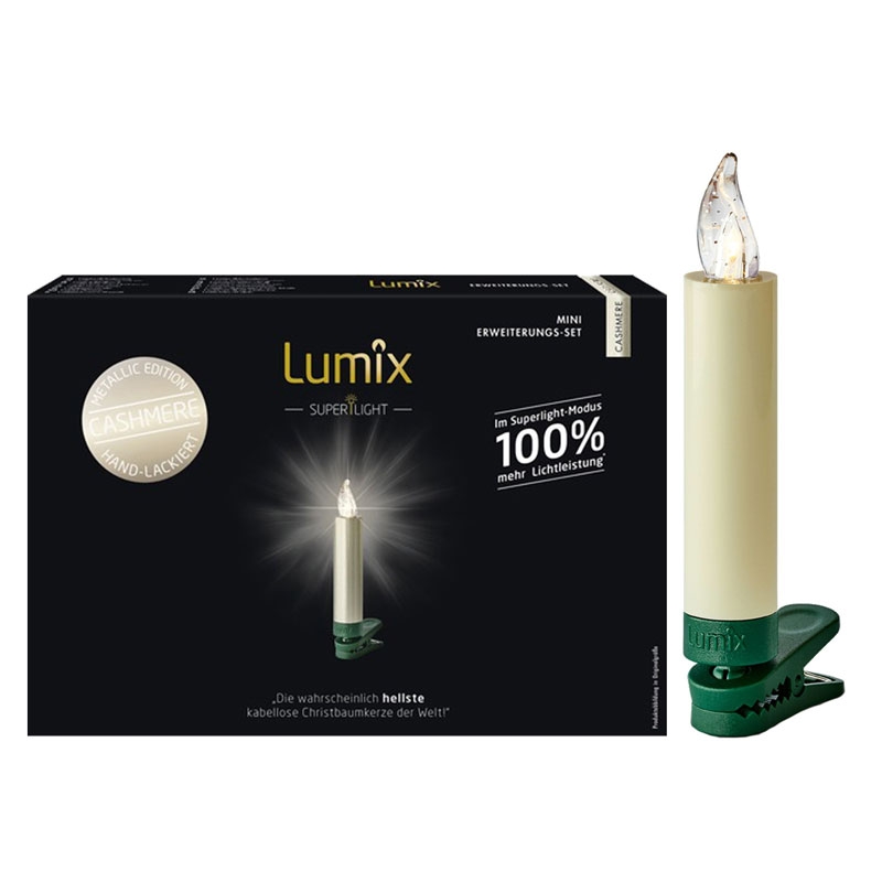 Krinner Lumix SuperLight Metallic 6er Erweiterungs-Set Kabellose Christbaumkerzen Cashmere