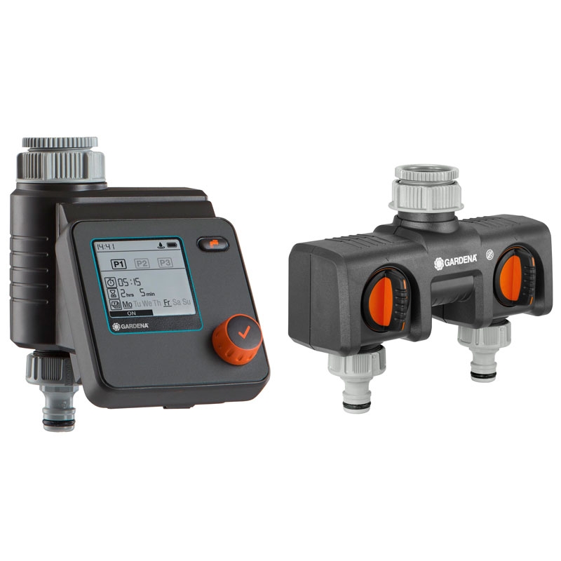 GARDENA 01893-34 Bewässerungssteuerung Select & 2-Wege-Verteiler - Aktion