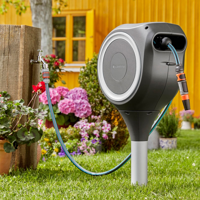 GARDENA 18616-20 Garten-Schlauchbox RollUp M (weiß) 20 m