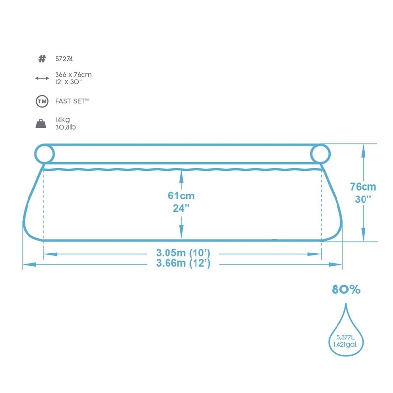 Bestway Fast Set™ Pool-Set, rund, mit Filterpumpe 366 x 76 cm