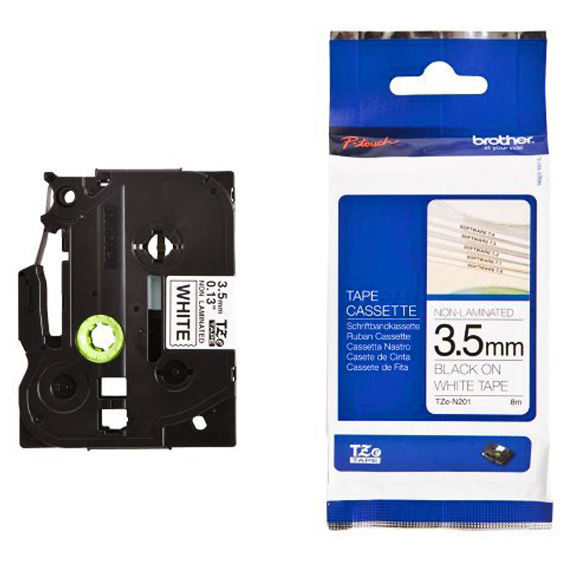 Brother TZE-N201 Schriftbandkassette 3,5mm weiß/schwarz