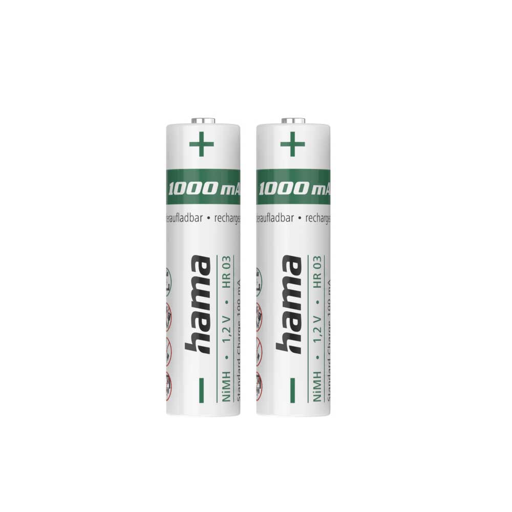 Hama NiMH-Akkus, AAA Micro, 1000 mAh, 1,2 V, 2 Stück