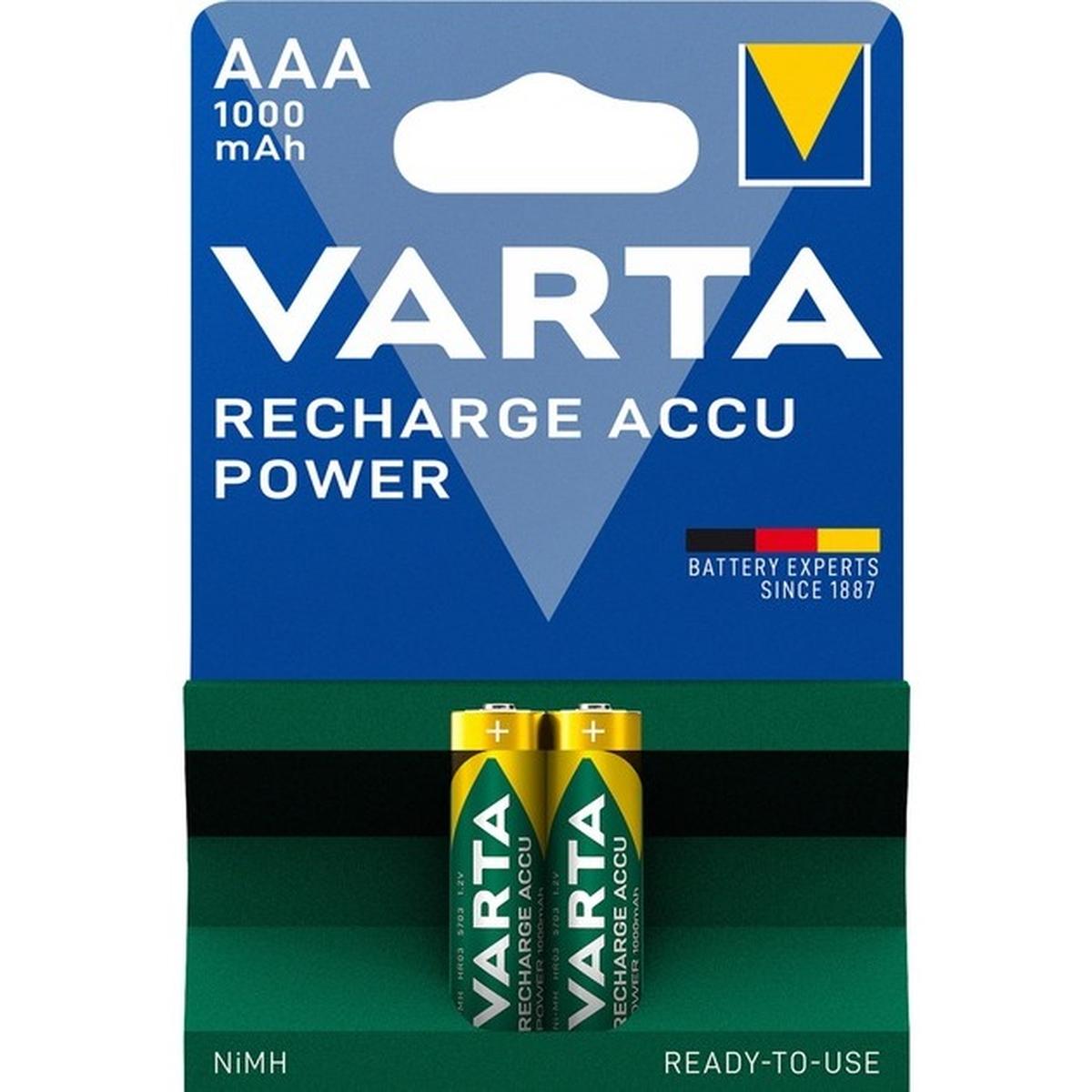 Varta Recharge Accu Power AAA Akku 1000 mAh 2 Stück