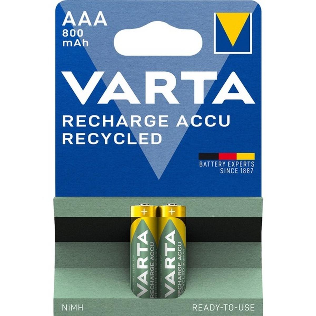 Varta Recharge Accu Recycled AAA Akku 800 mAh 2 Stück