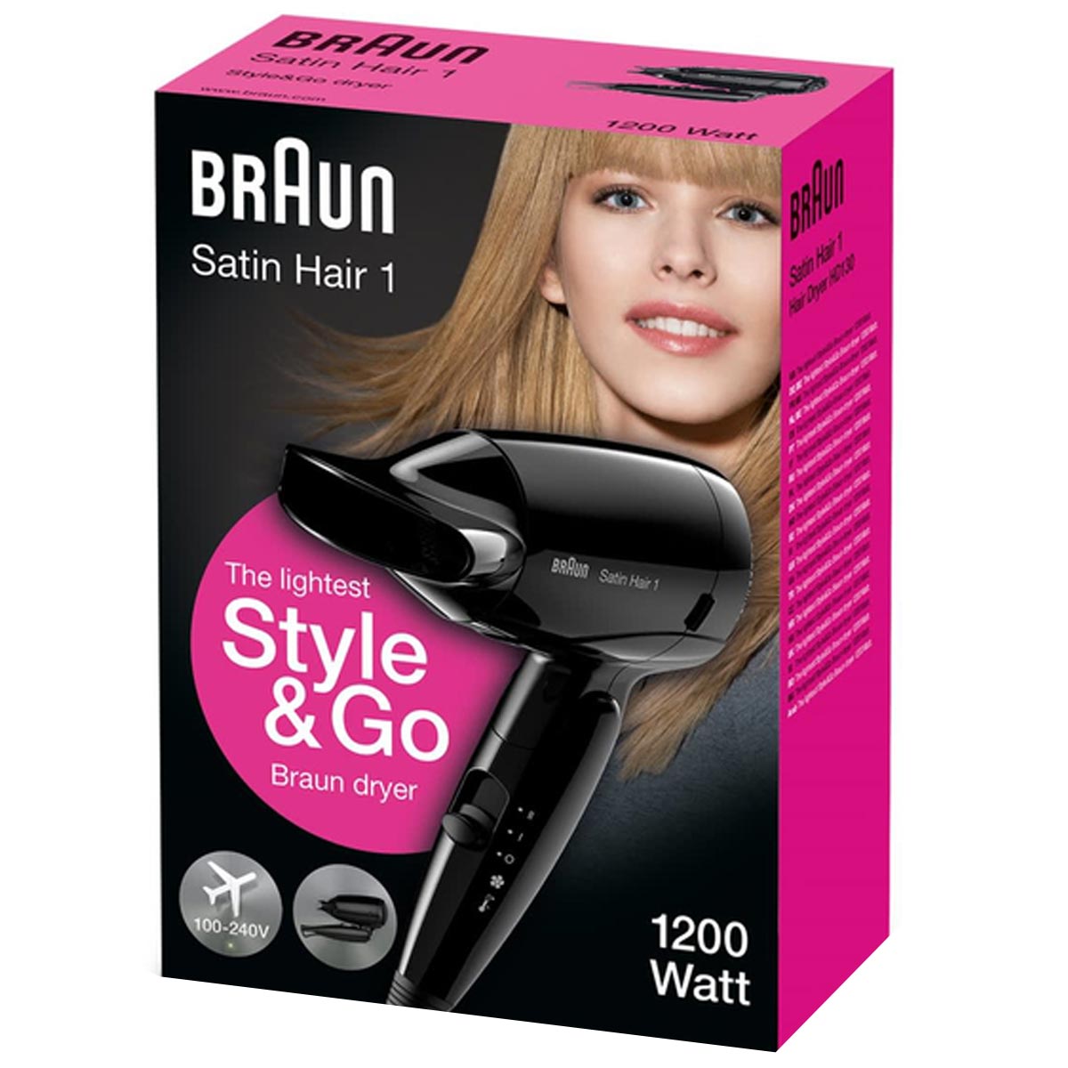 Braun HD130 Satin Hair 1 Style&Go Haartrockner schwarz