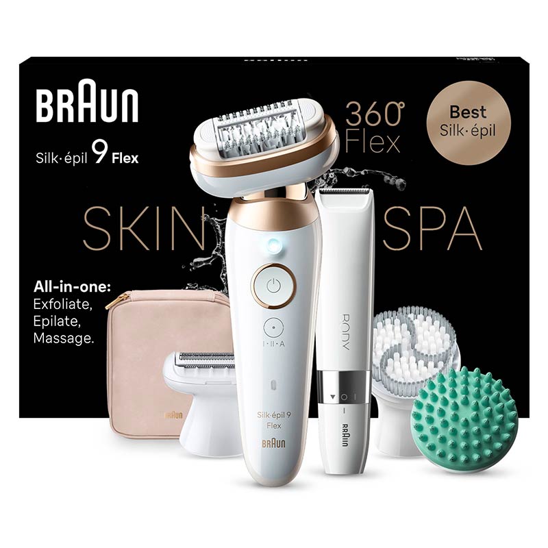 Braun Silk-épil 9 9-481 3D Flex SkinSpa All-in-One Set weiß/gold