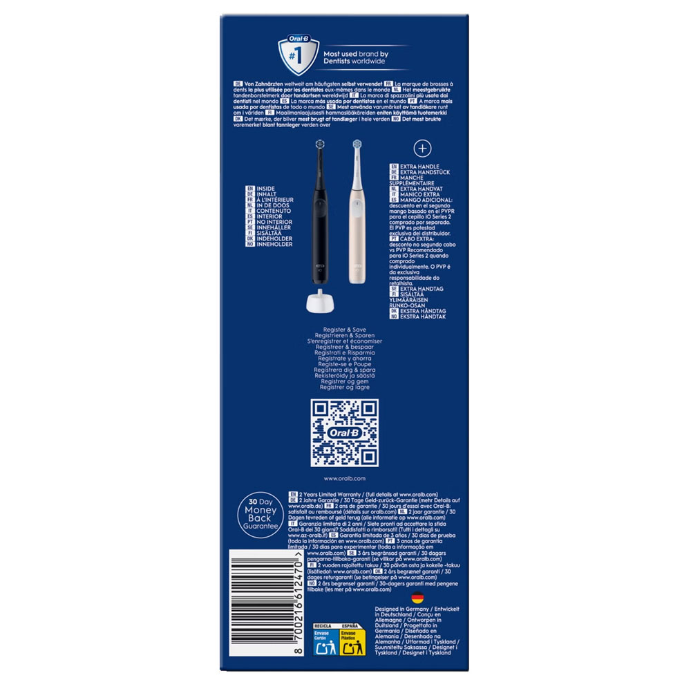 Oral-B iO Series 2 elektrische Zahnbürste DUO Pack night black/calm pink
