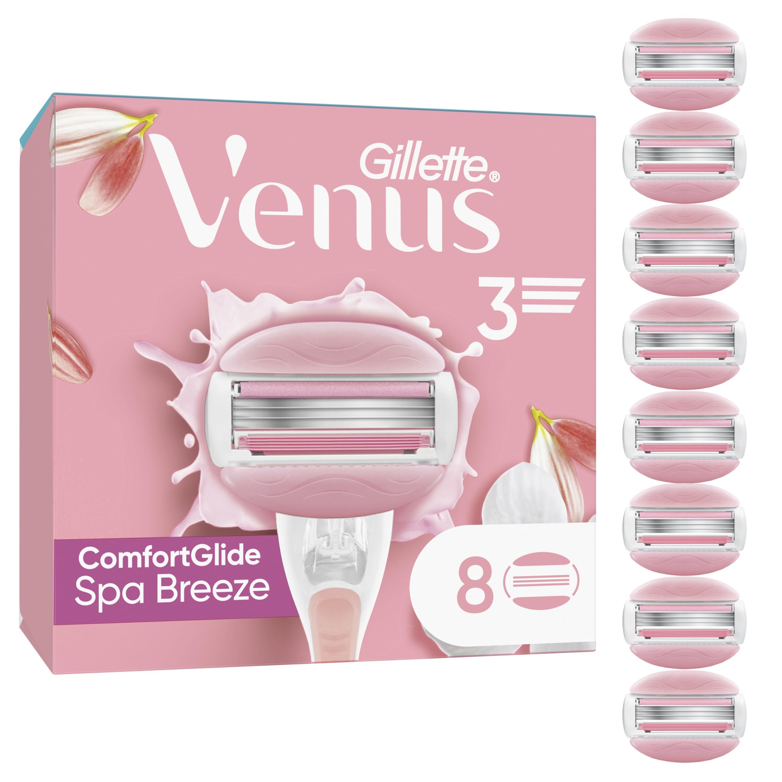 Gillette Venus Comfortglide Spa Breeze Rasierklingen 8 Stück für Damenrasierer