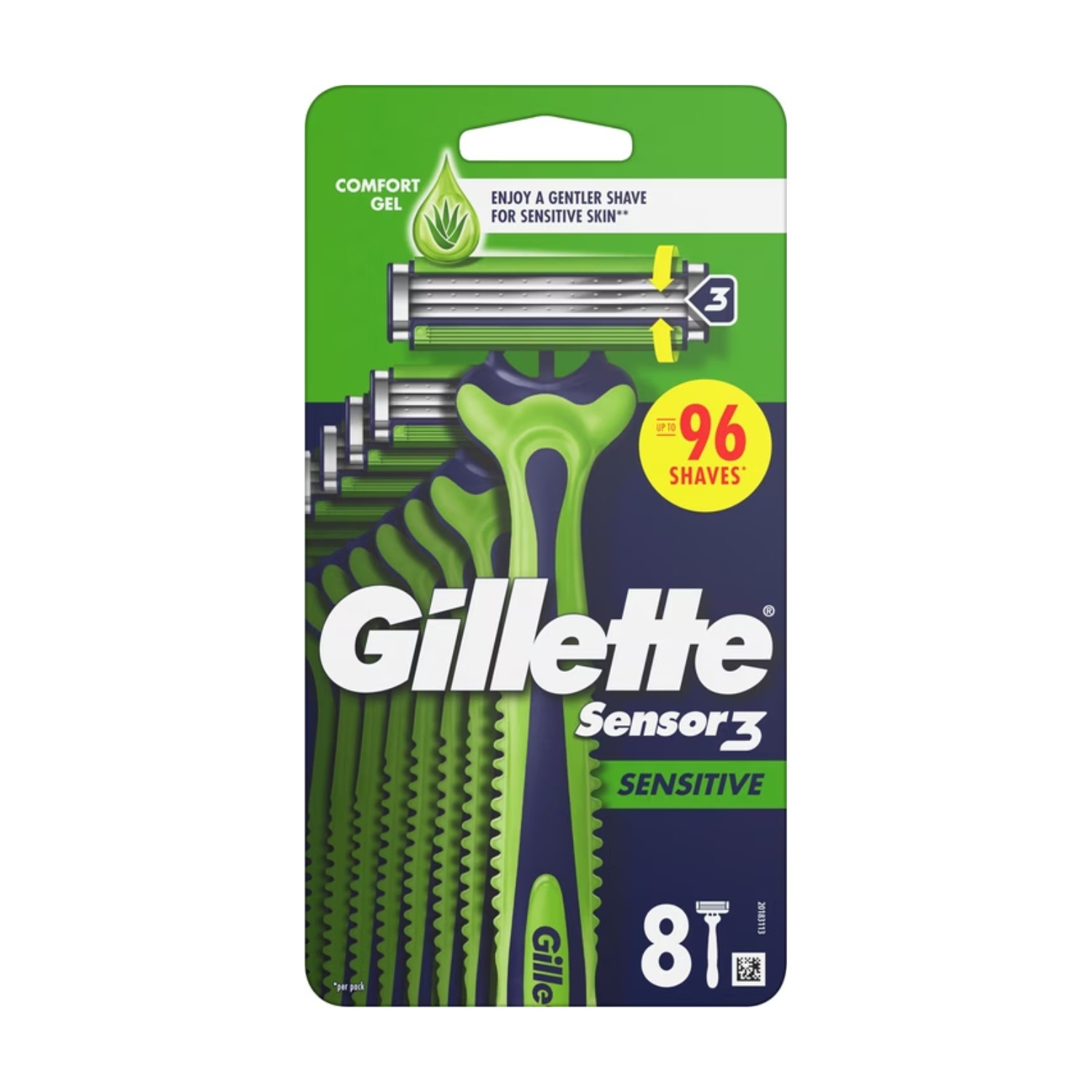 Gillette Sensor3 Sensitive Einwegrasierer 8er-Pack grün/blau