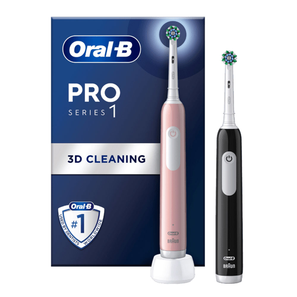 Oral-B Pro Series 1 Elektrische Zahnbürste Doppelpack pink/schwarz