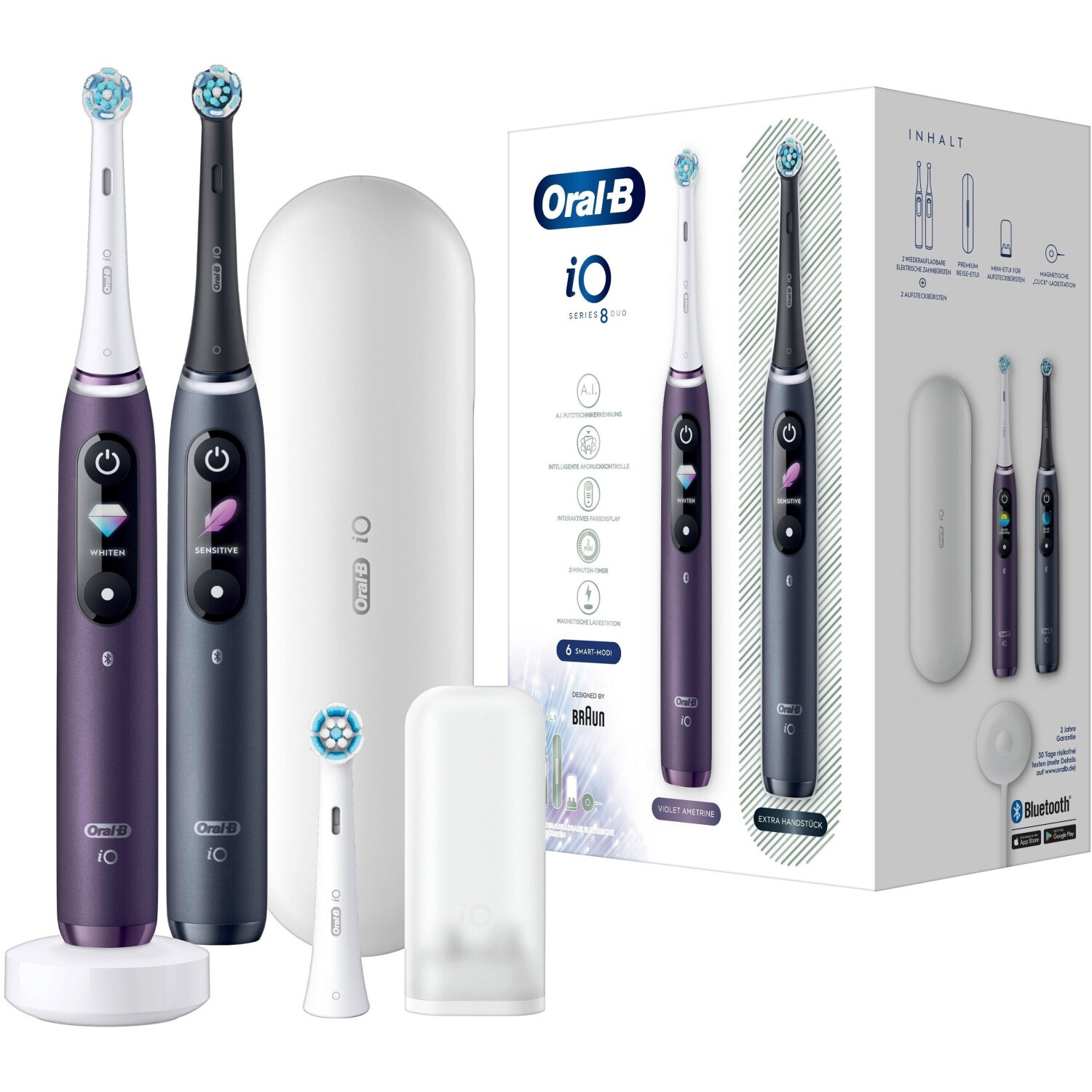 Oral-B iO 8 Duo elektrische Zahnbürste violett/schwarz