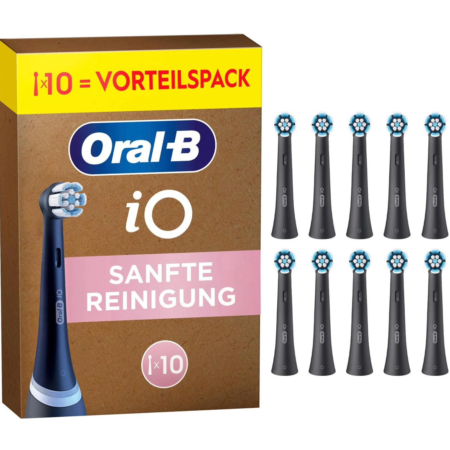 Oral-B iO Sanfte Reinigung Aufsteckbürsten 10er-Pack schwarz