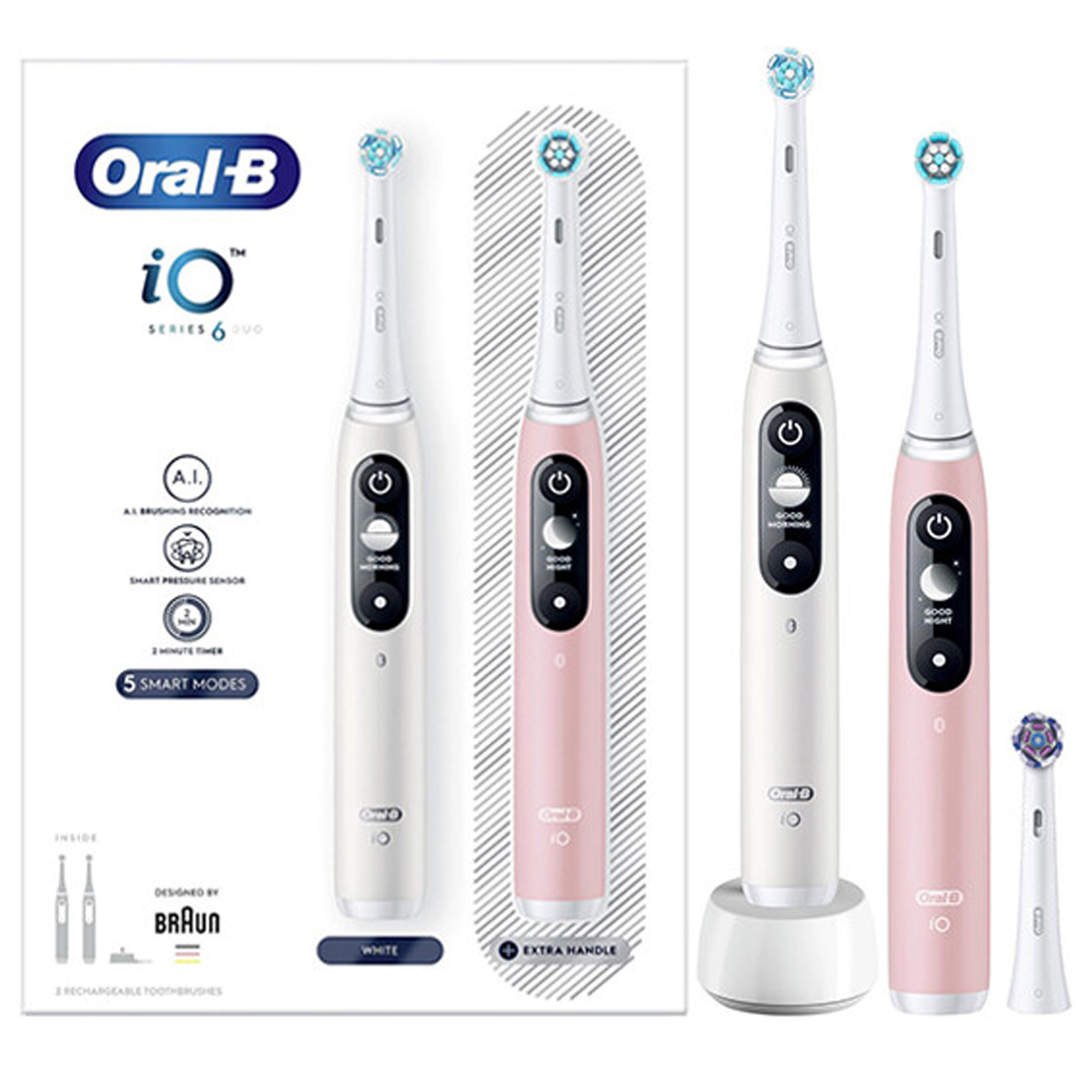 Oral-B iO Series 6 Duo Set elektr. Zahnbürste white alabaster/pink sand