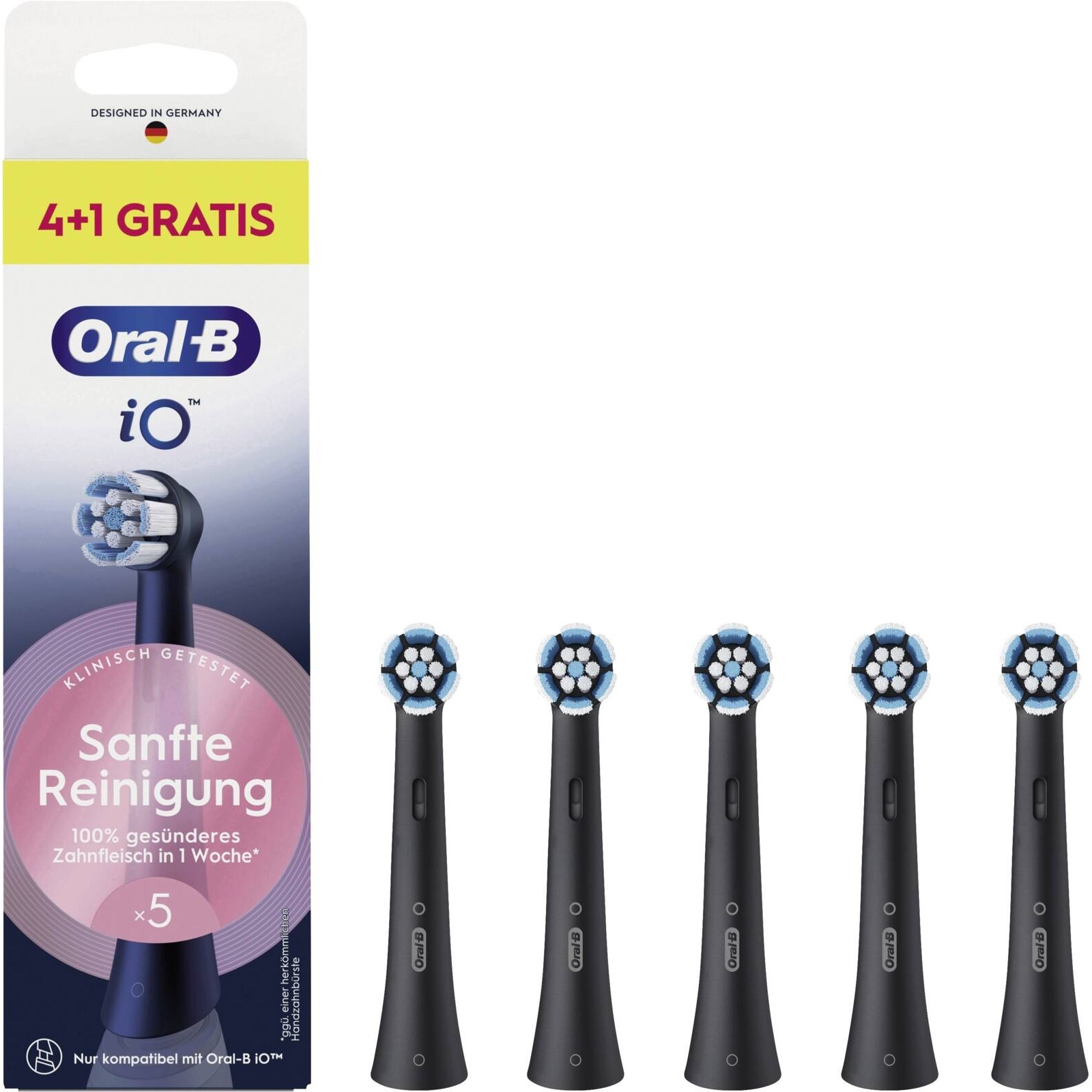 Oral-B iO Sanfte Reinigung Aufsteckbürsten 4+1 schwarz