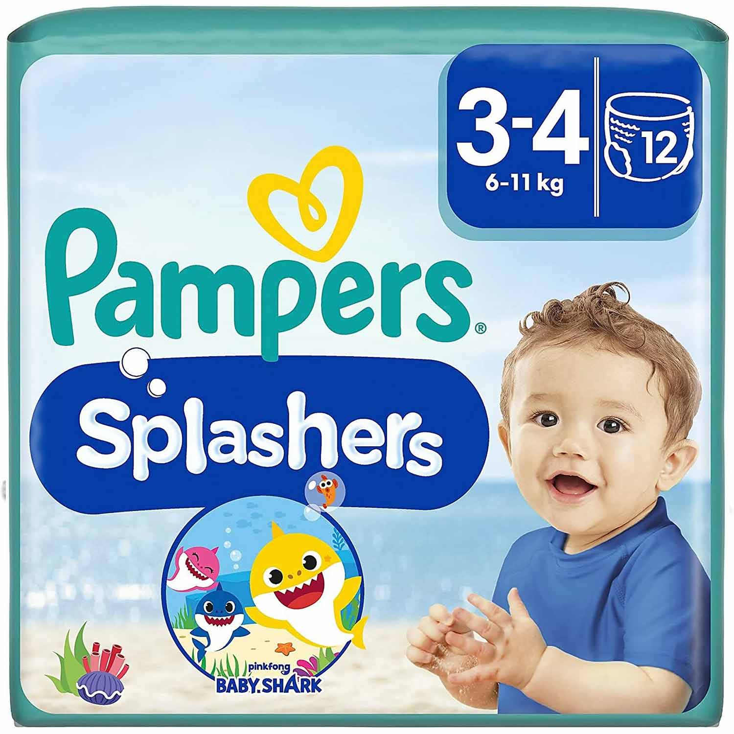 Pampers Splashers Baby Shark Schwimmwindeln Gr. 3-4 6-11kg 12 Stück