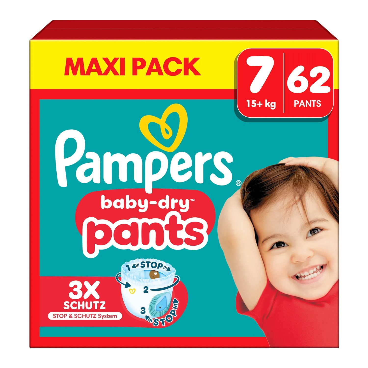 Pampers Baby-Dry Pants Größe 7 (15+ kg) 62 Stück