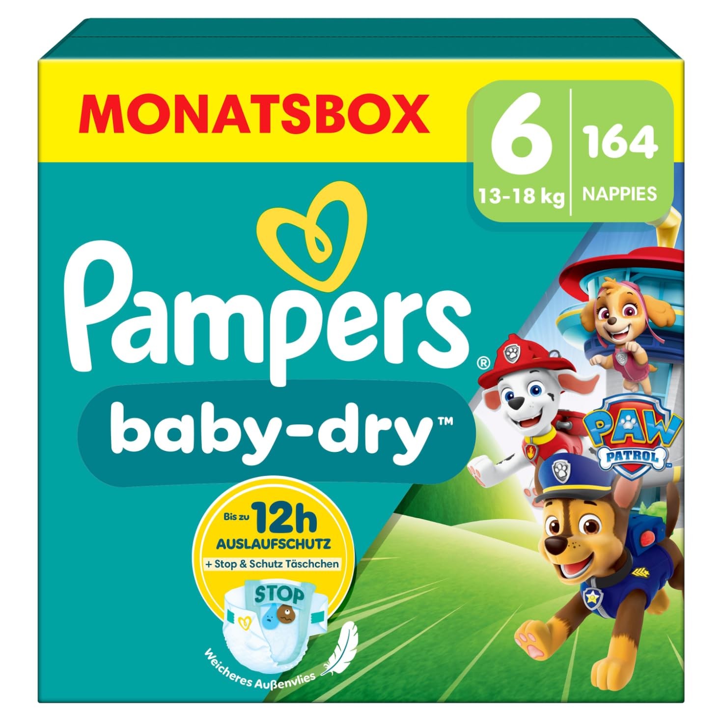 Pampers Baby-Dry Paw Patrol Edition Windeln Größe 6 (13-18 kg) 164 Stück