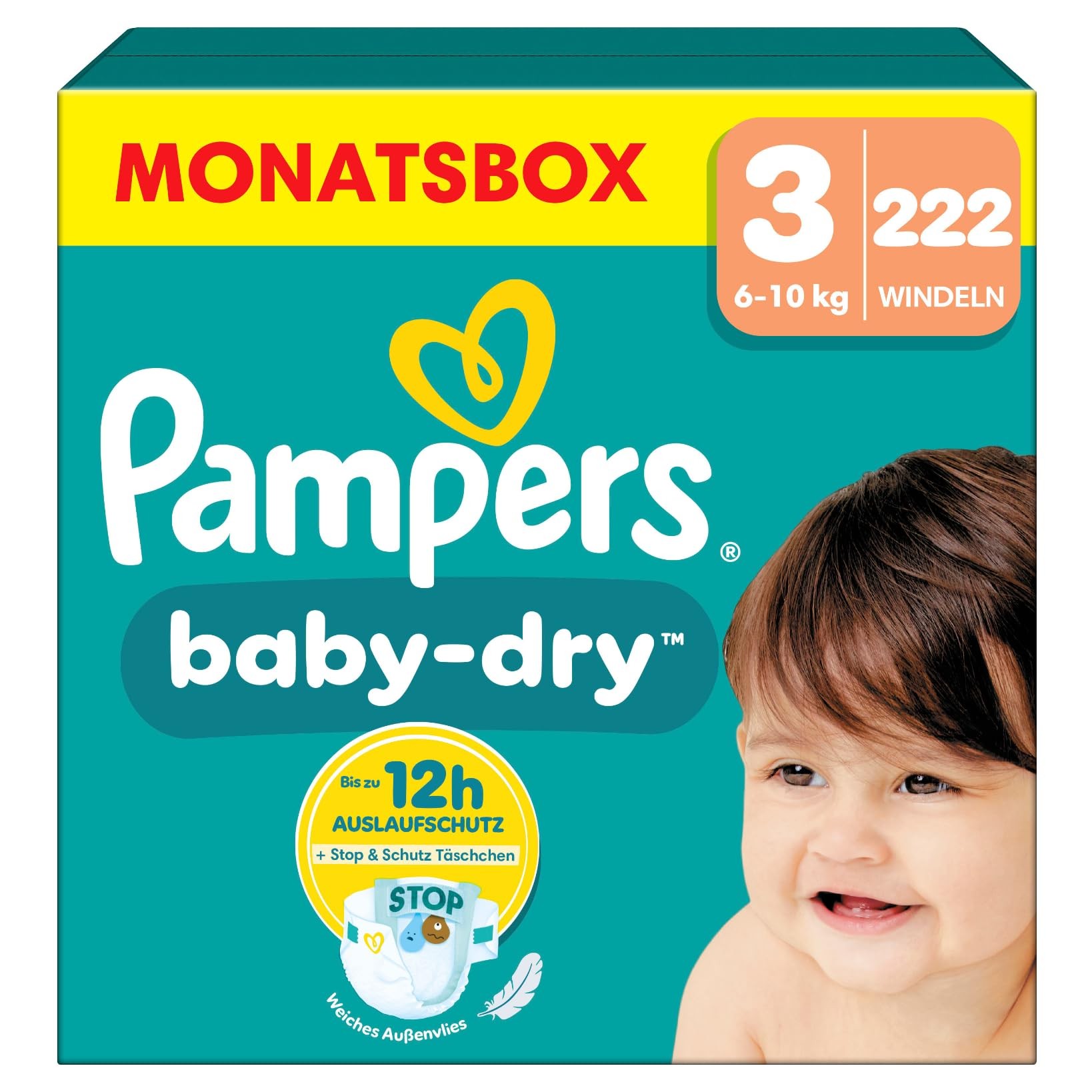 Pampers Baby-Dry Windeln Größe 3 (6-10 kg) 222 Stück