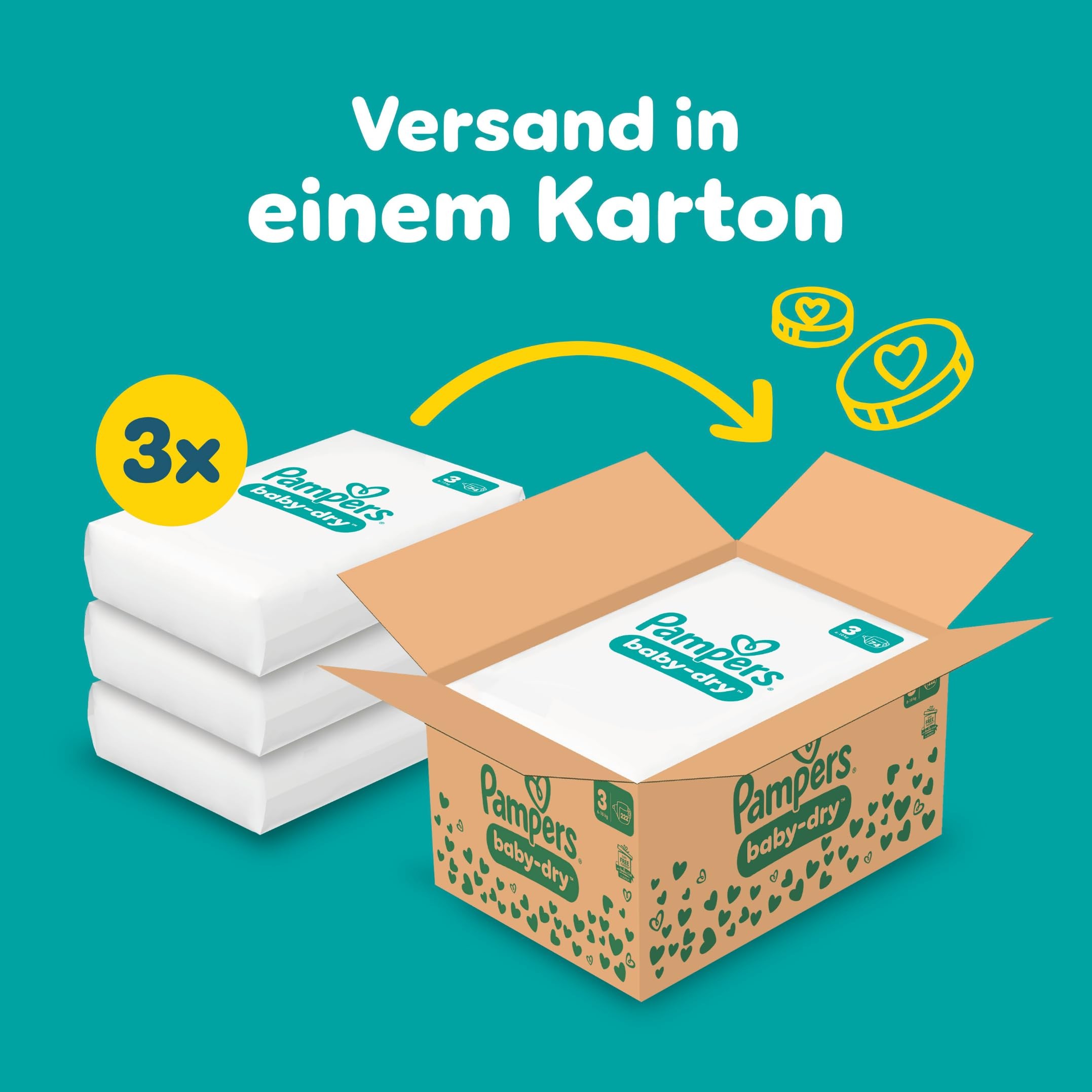 Pampers Baby-Dry Windeln Größe 3 (6-10 kg) 222 Stück