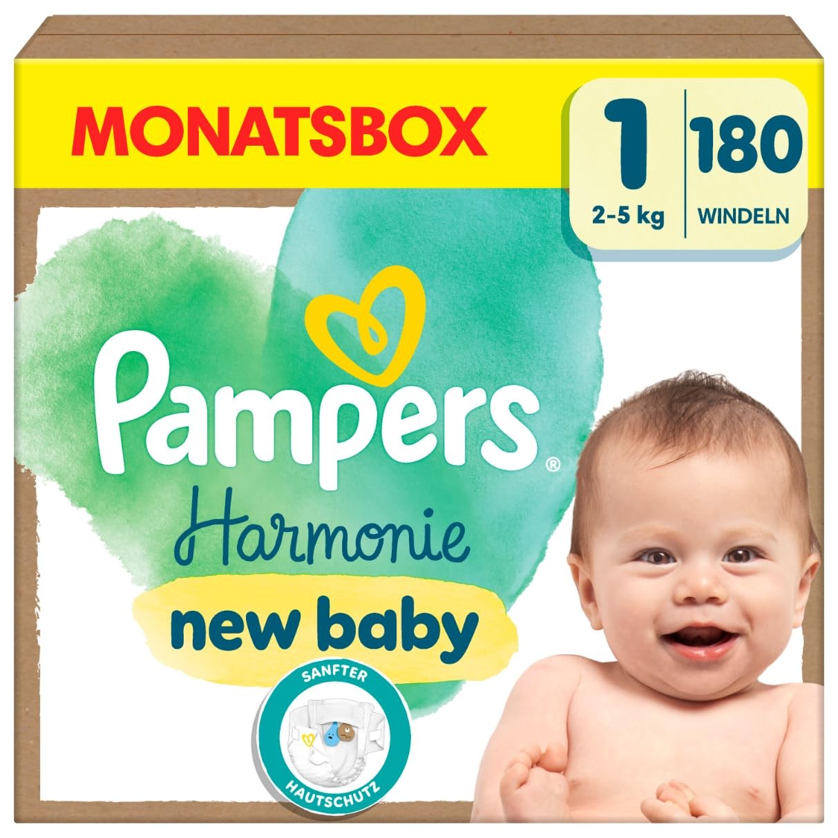 Pampers Harmonie Windeln Größe 1 (2-5 kg) 180 Stück