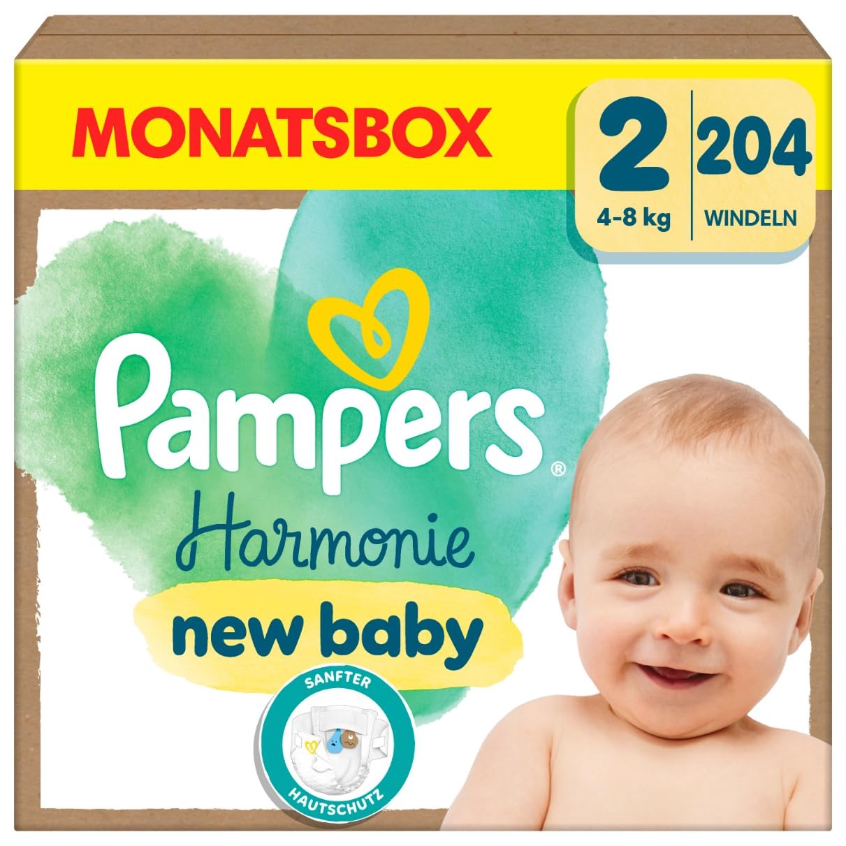 Pampers Harmonie Windeln Größe 2 (4-8 kg) 204 Stück