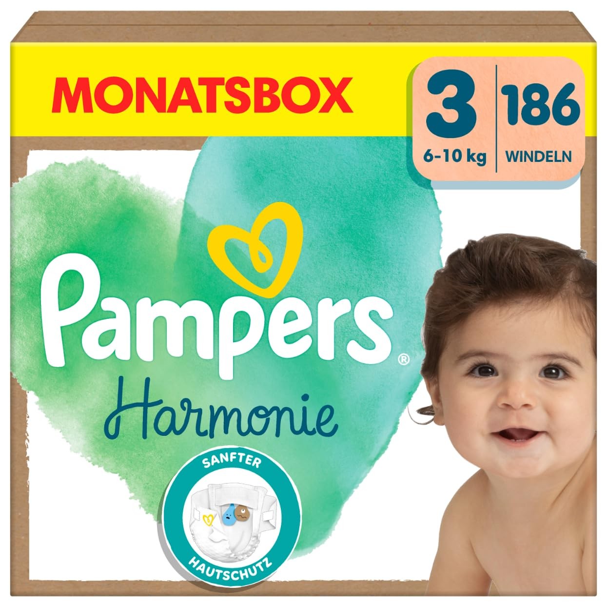 Pampers Harmonie Windeln Größe 3 (6-10 kg) 186 Stück