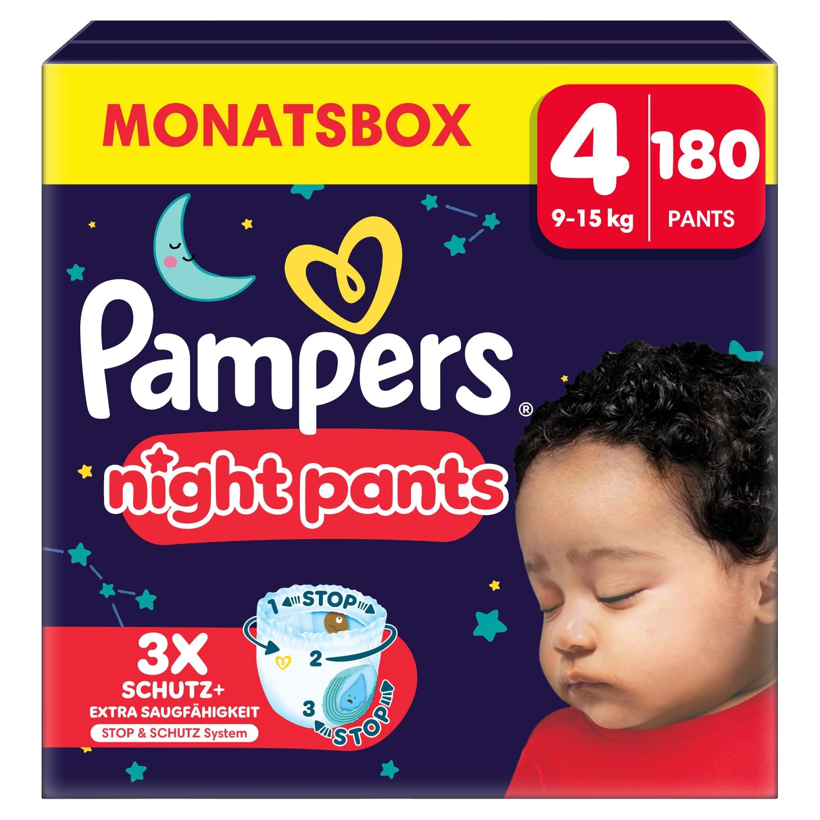 Pampers Night Pants Größe 4 (9-15 kg) 180 Stück