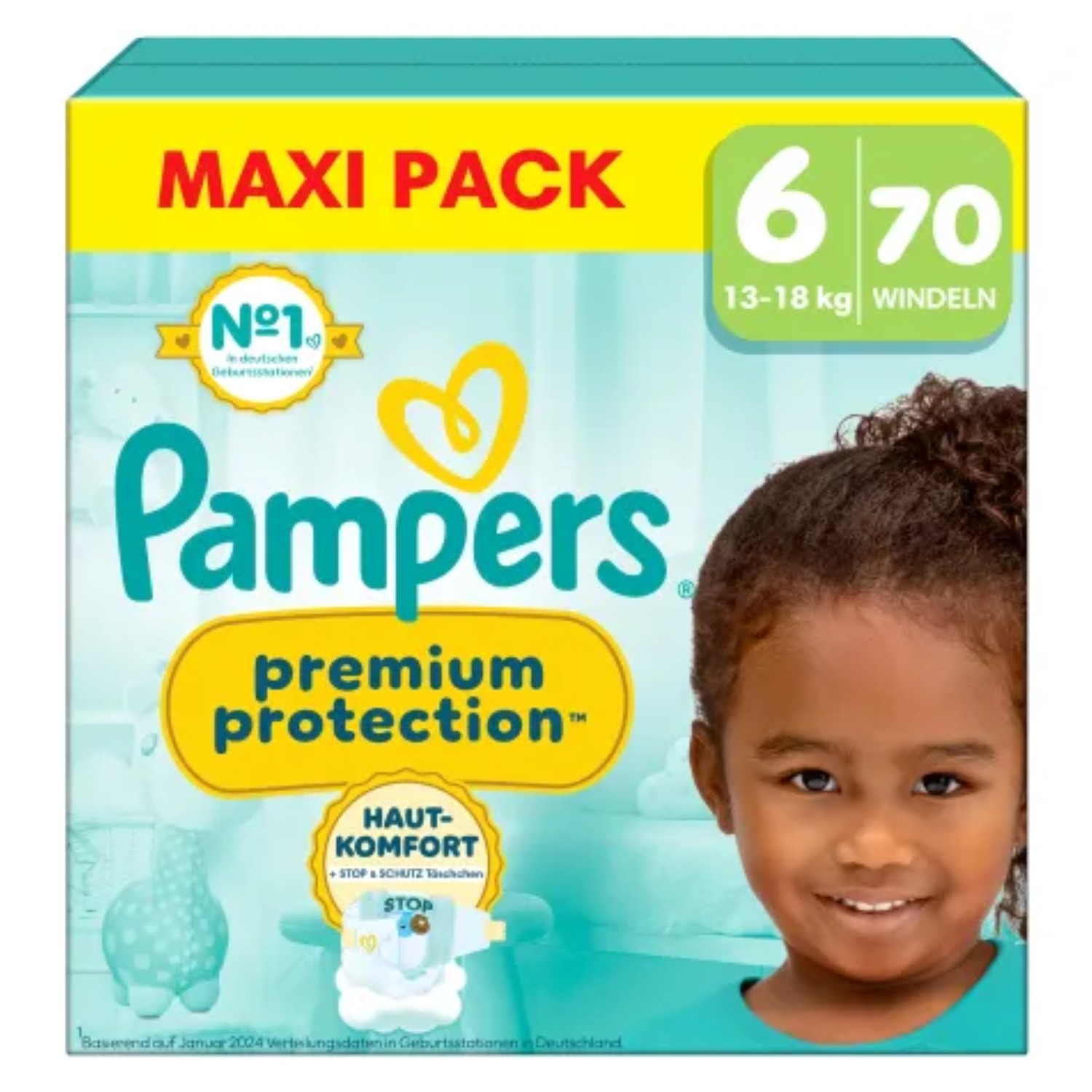 Pampers Premium Protection Windeln Größe 6 (13-18 kg) 70 Stück