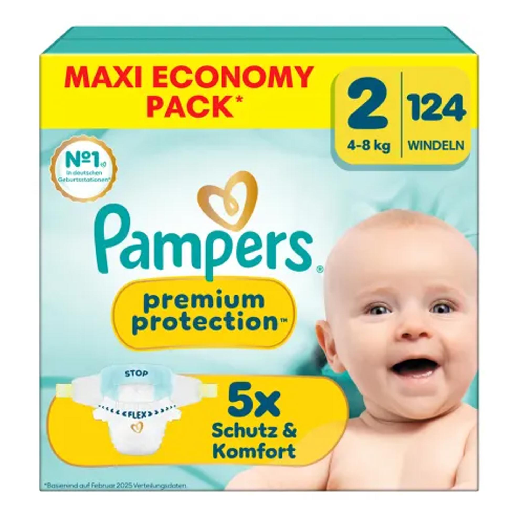Pampers Premium Protection Größe 2 Windeln 124 Stück