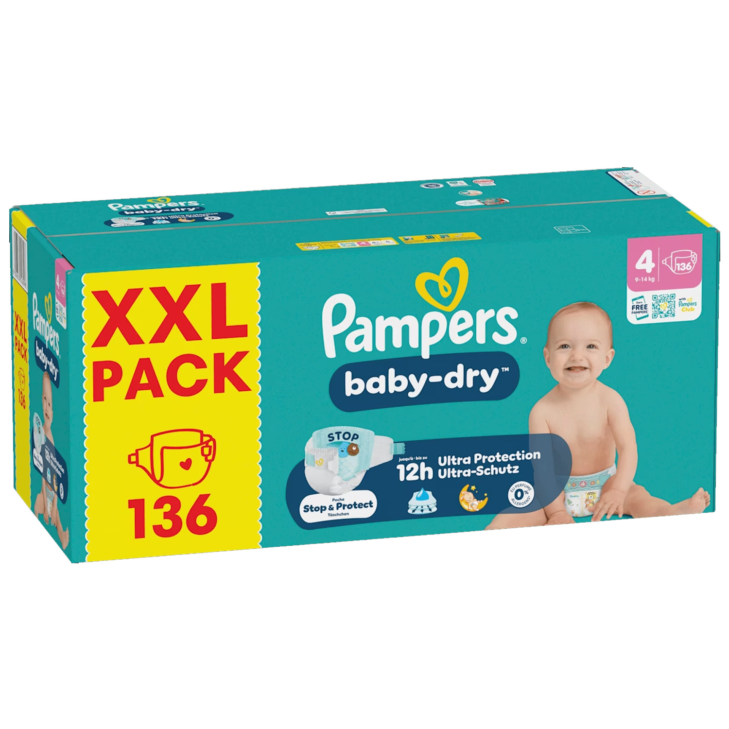 Pampers Baby-Dry Größe 4 Windeln XXL Pack 136 Stück 9-14kg
