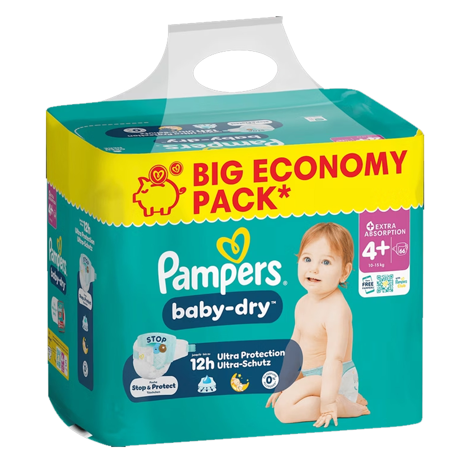 Pampers Baby-Dry Größe 4+ Windeln Big Pack 66 Stück 10-15kg