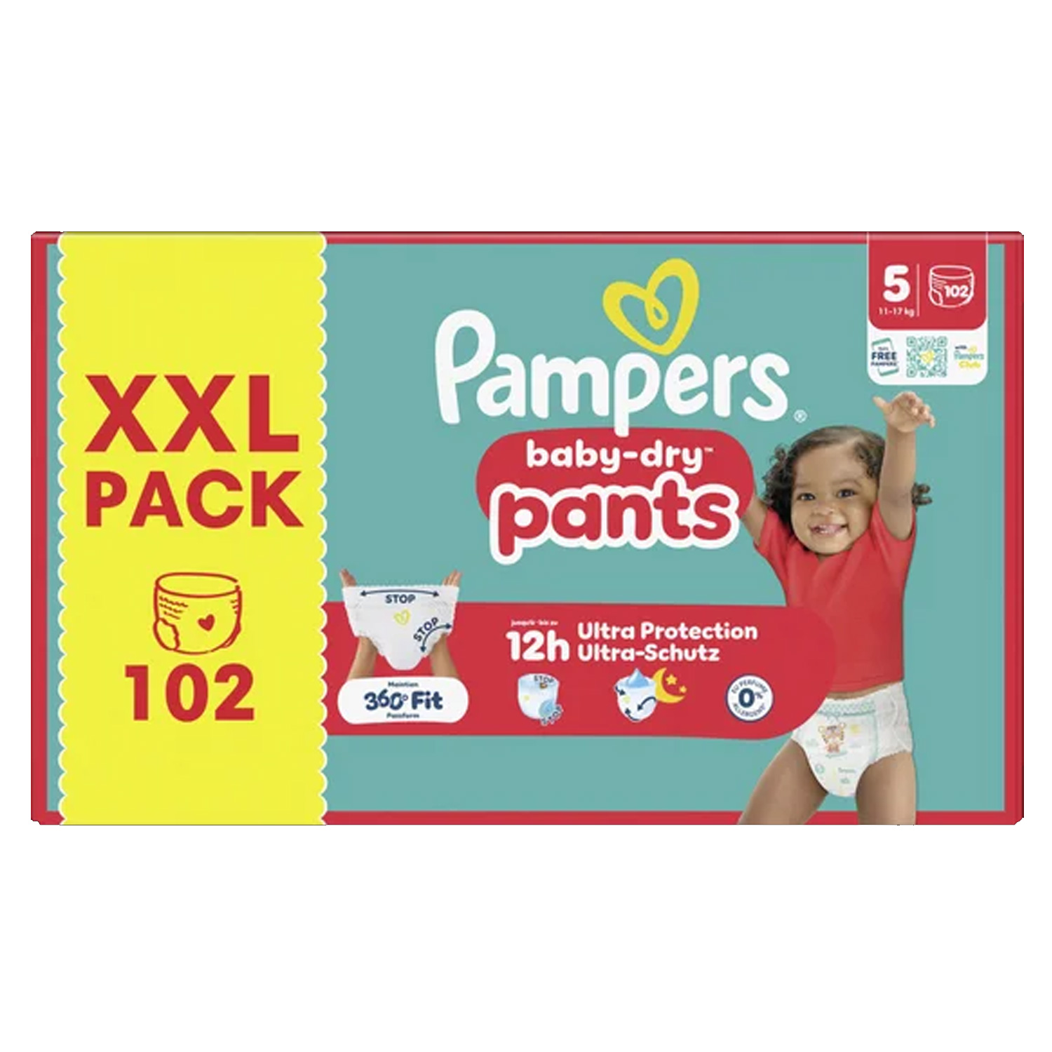Pampers Baby-Dry Pants Größe 5 Windelhosen XXL Pack 102 Stück 11-17kg