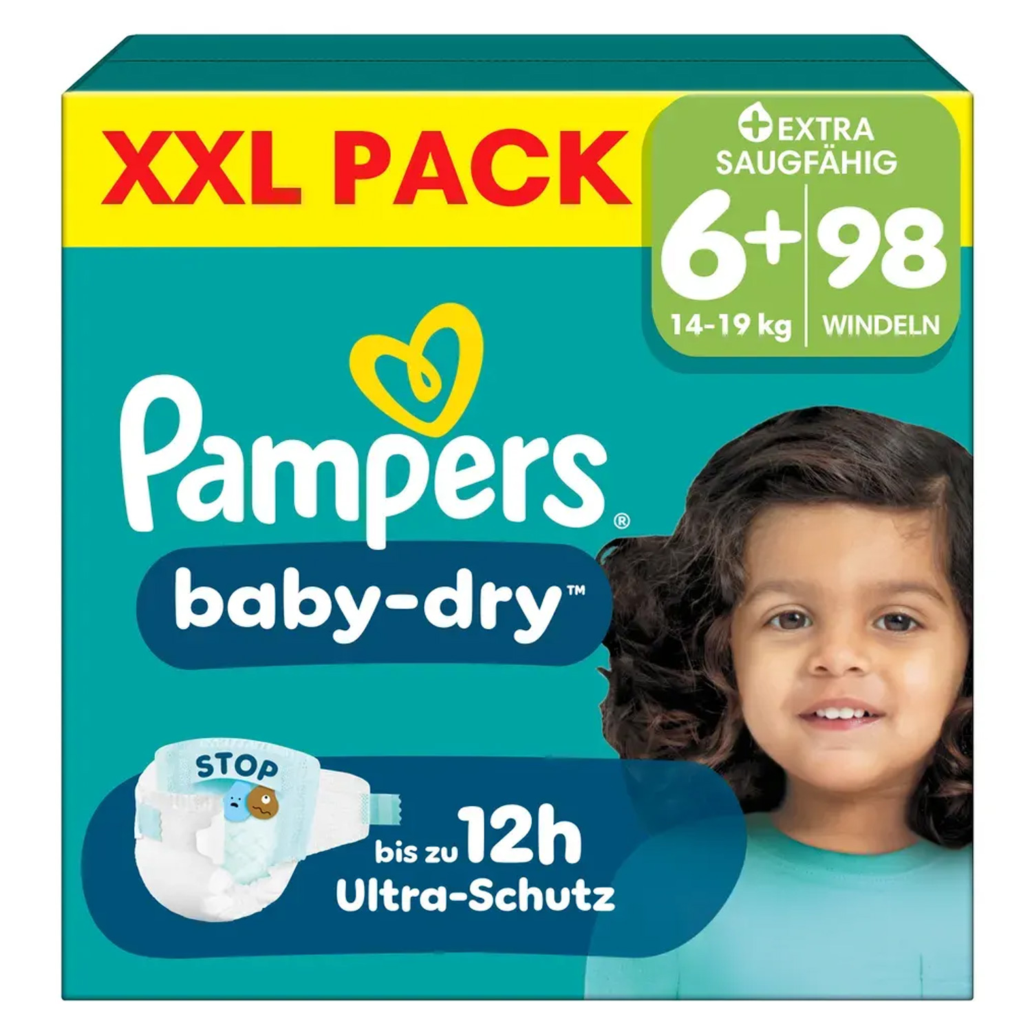 Pampers Baby-Dry Größe 6+ Windeln XXL Pack 98 Stück 14-19kg