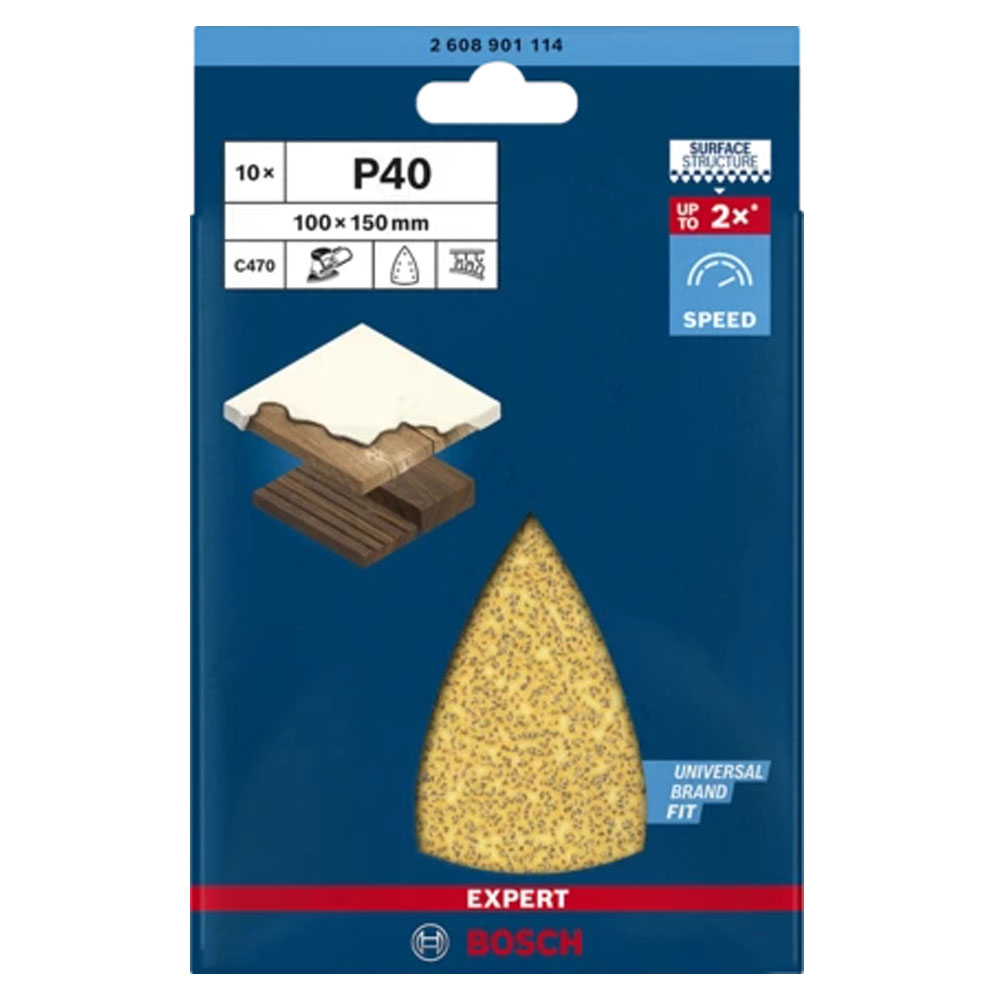 Bosch Expert C470 Schleifpapier 10 Stück (100x150 mm, Körnung 40, 7 Löcher)