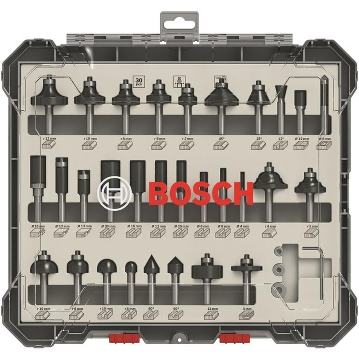 Bosch Professional Fräser Set Mixed 30-teilig (8 mm Schaft)