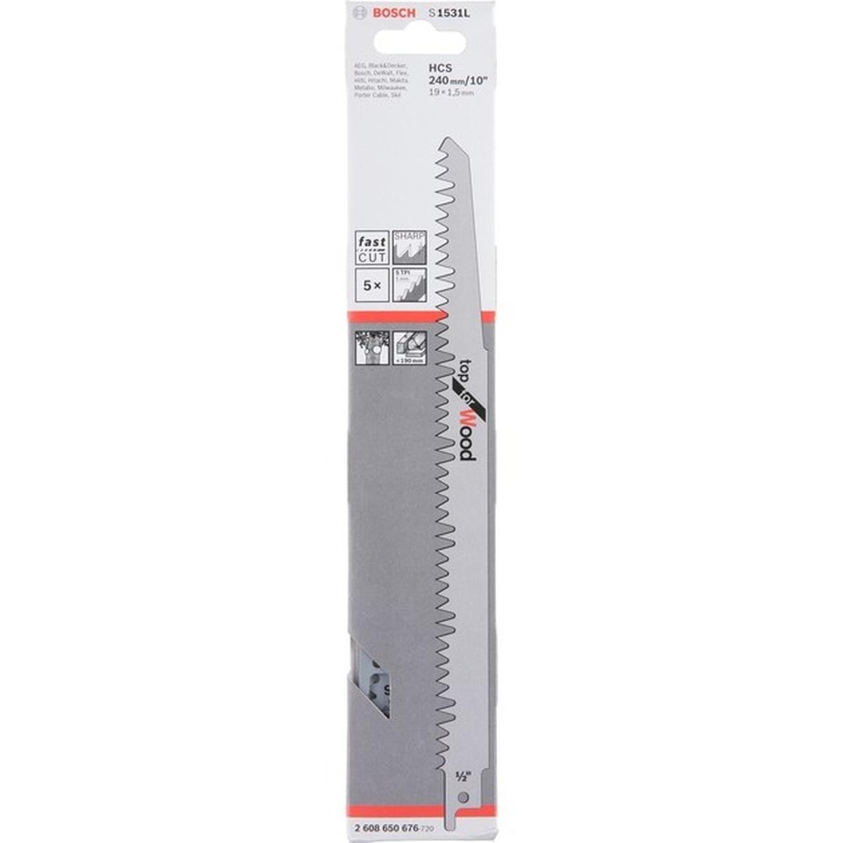 Bosch Professional S 1531 L Säbelsägeblatt 5 Stück (240 mm, HCS)