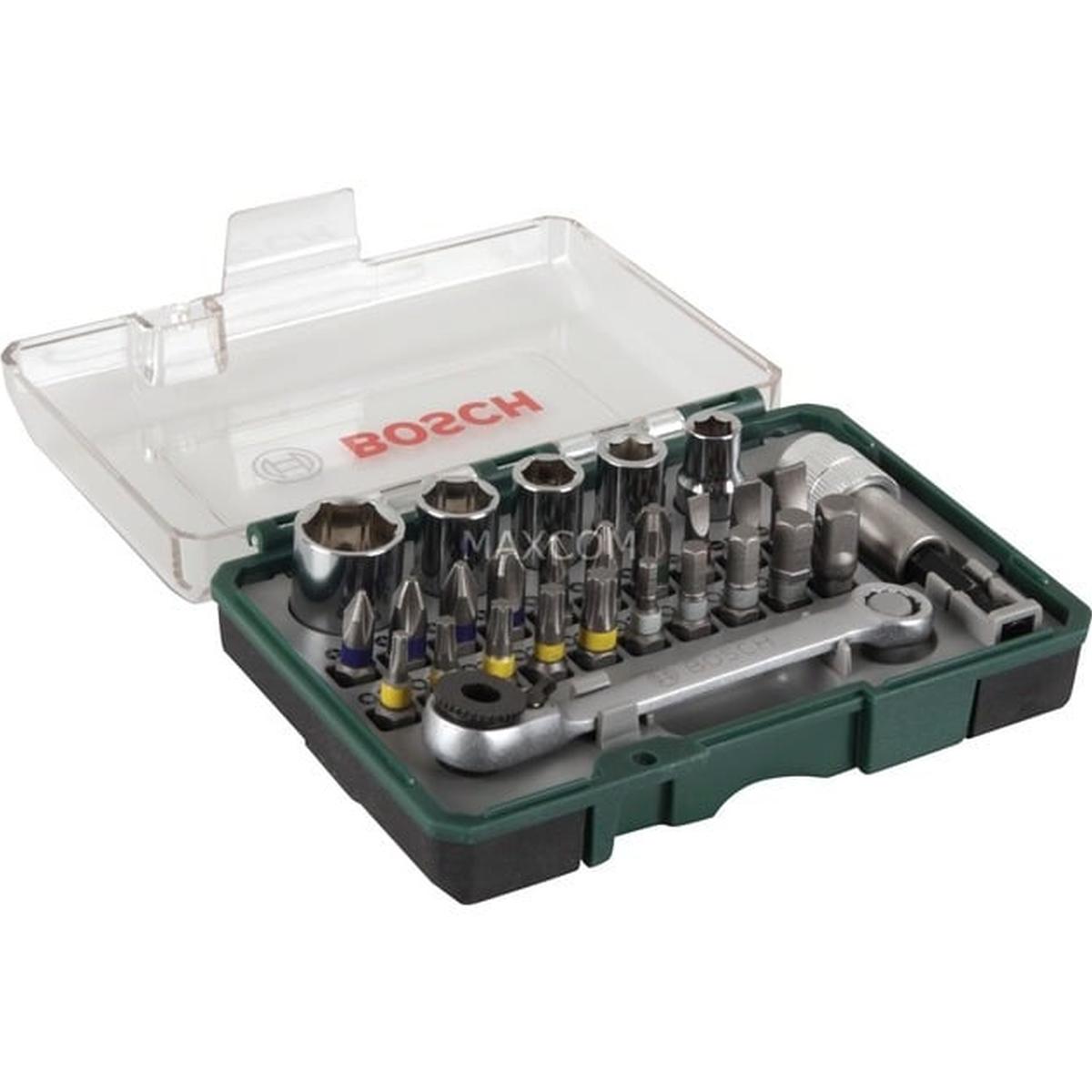 Bosch Schrauberbit und Ratschen-Set 27-teilig (PH, PZ, Hex, T, S-Bit)